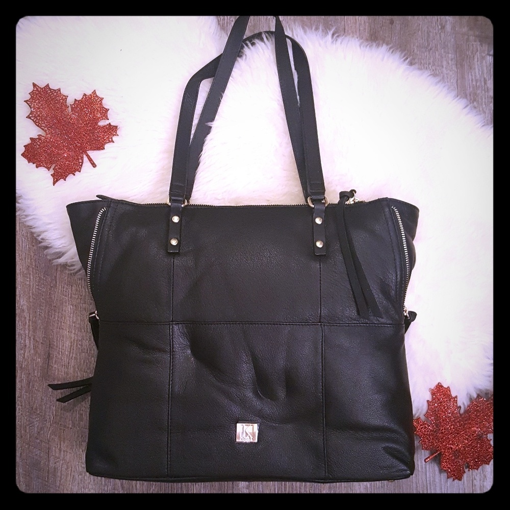 New Genuine Leather Black Kooba Tote Bag